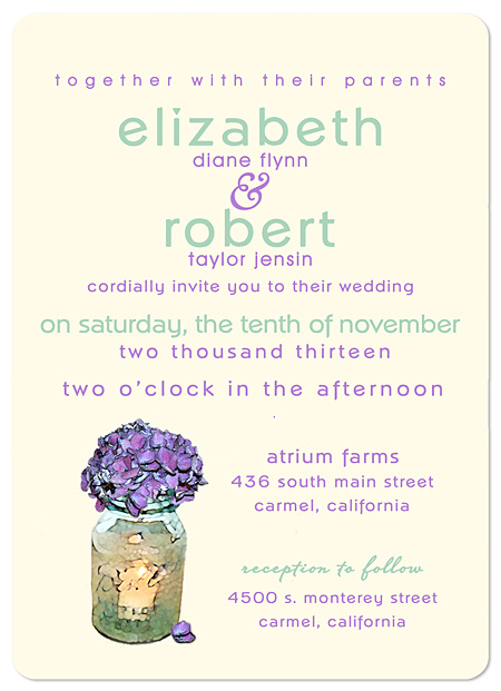 "Country Mason Jar" Wedding Invitations